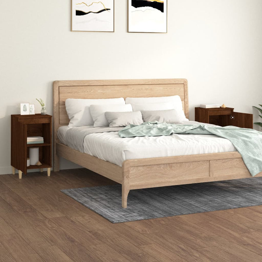 Nachtkastjes 2 St 40X35X70 Cm Bewerkt Hout Bruin Eikenkleur