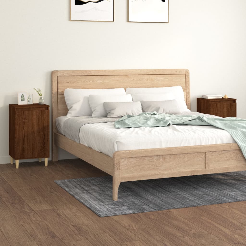 Nachtkastjes 2 St 40X35X70 Cm Bewerkt Hout Bruin Eikenkleur