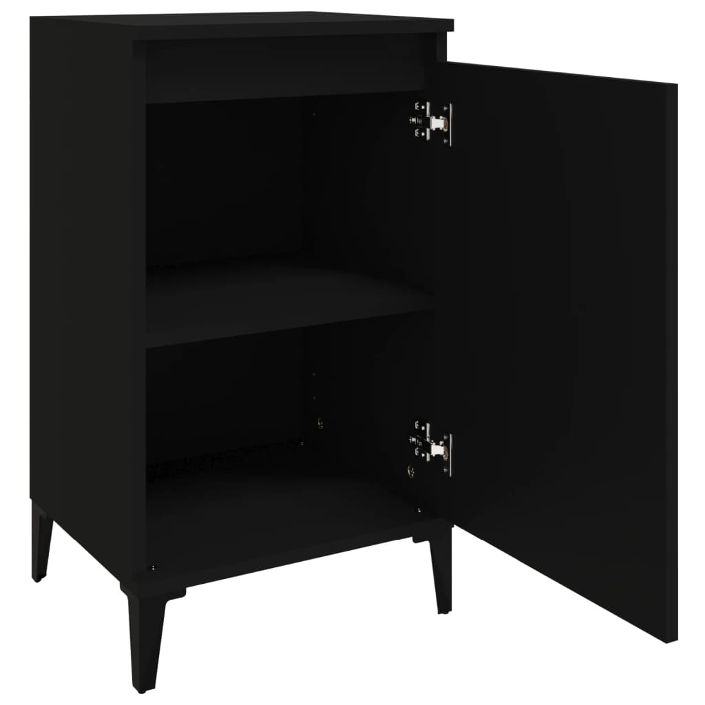 Nachtkastjes 2 St 40X35X70 Cm Bewerkt Hout Zwart