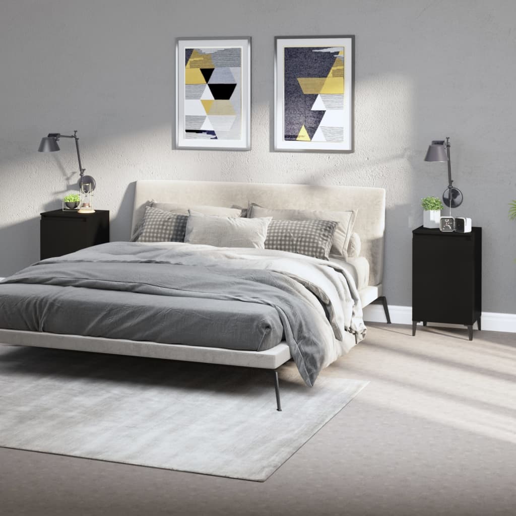 Nachtkastjes 2 St 40X35X70 Cm Bewerkt Hout Zwart