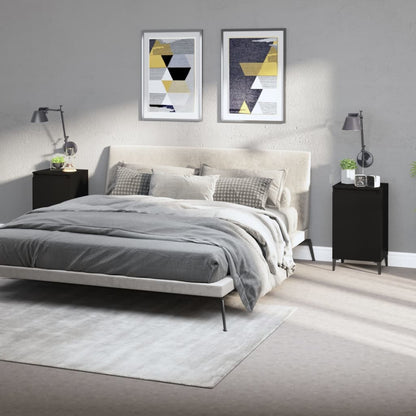 Nachtkastjes 2 St 40X35X70 Cm Bewerkt Hout Zwart