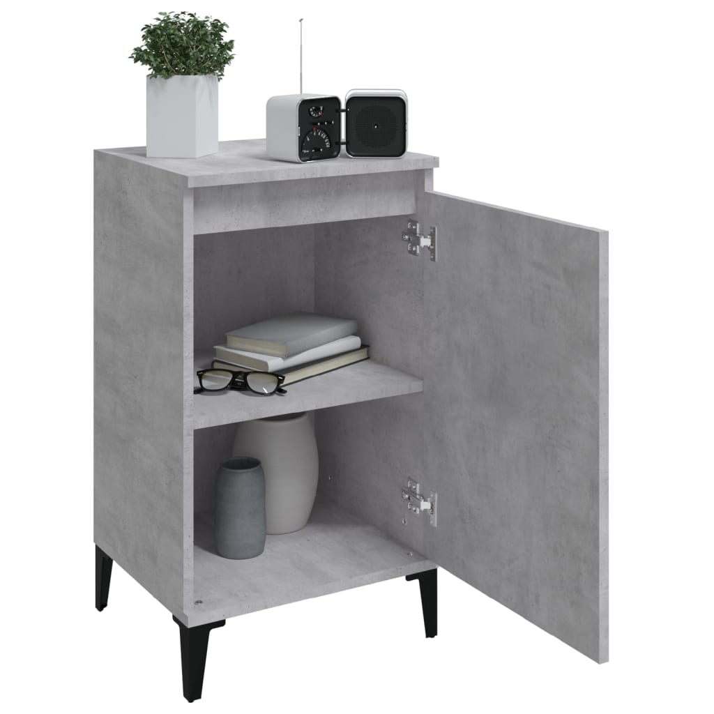 Nachtkastjes 2 St 40X35X70 Cm Bewerkt Hout Betongrijs