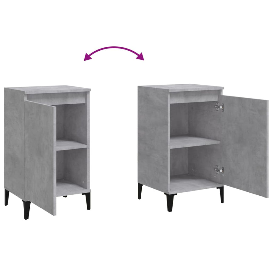 Nachtkastjes 2 St 40X35X70 Cm Bewerkt Hout Betongrijs