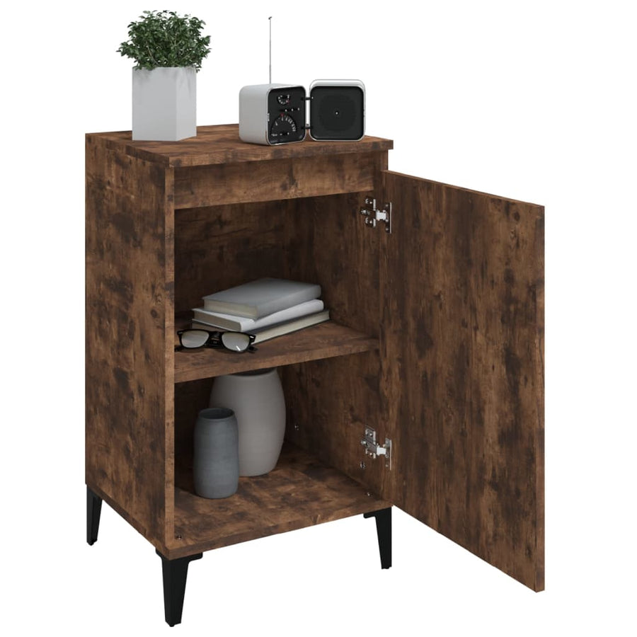 Nachtkastje 40X35X70 Cm Bewerkt Hout Gerookt Eikenkleurig