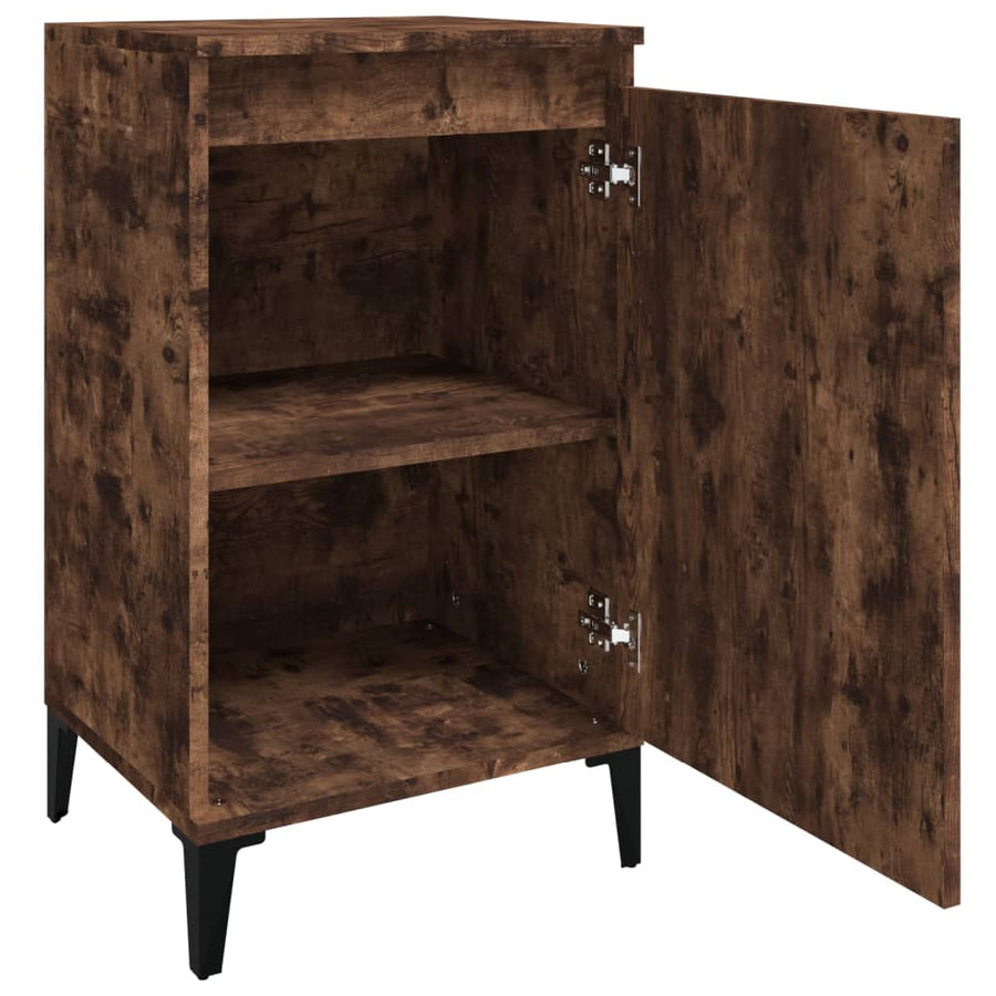Nachtkastje 40X35X70 Cm Bewerkt Hout Gerookt Eikenkleurig