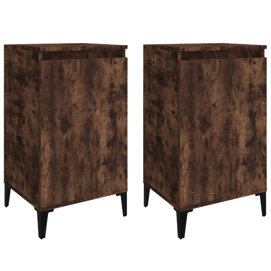 Nachtkastjes 2 St 40X35X70 Cm Bewerkt Hout Gerookt Eikenkleurig