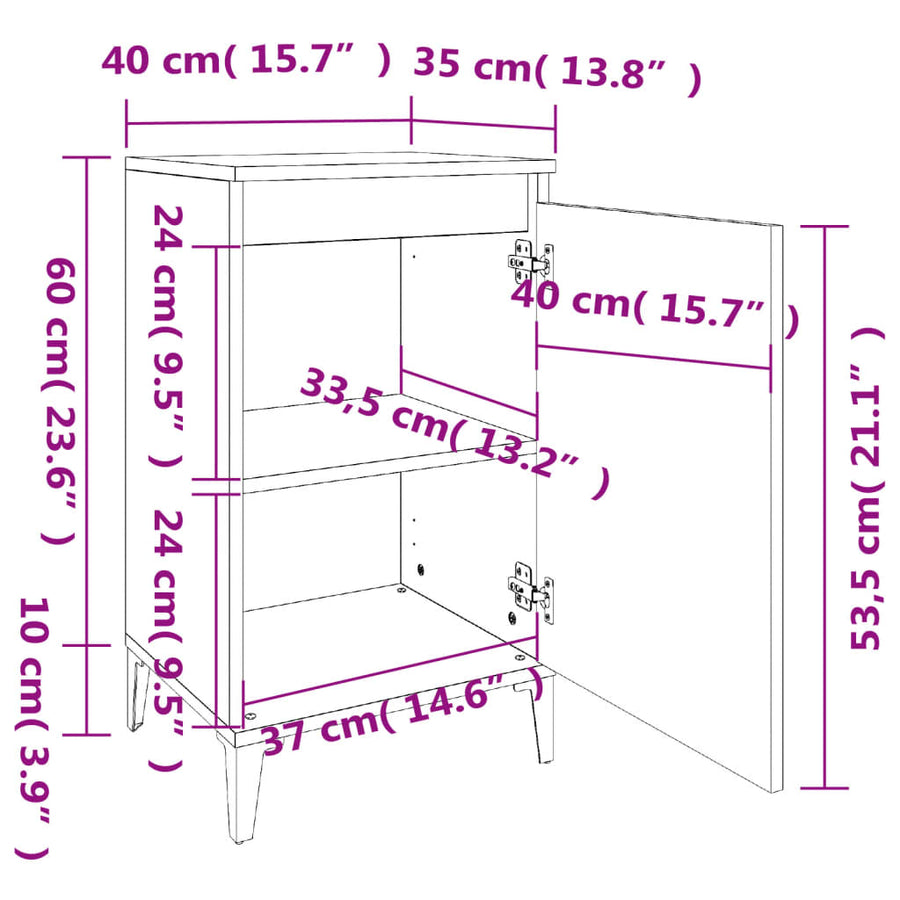 Nachtkastjes 2 St 40X35X70 Cm Bewerkt Hout Gerookt Eikenkleurig