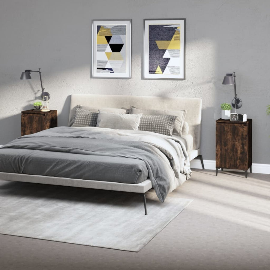 Nachtkastjes 2 St 40X35X70 Cm Bewerkt Hout Gerookt Eikenkleurig
