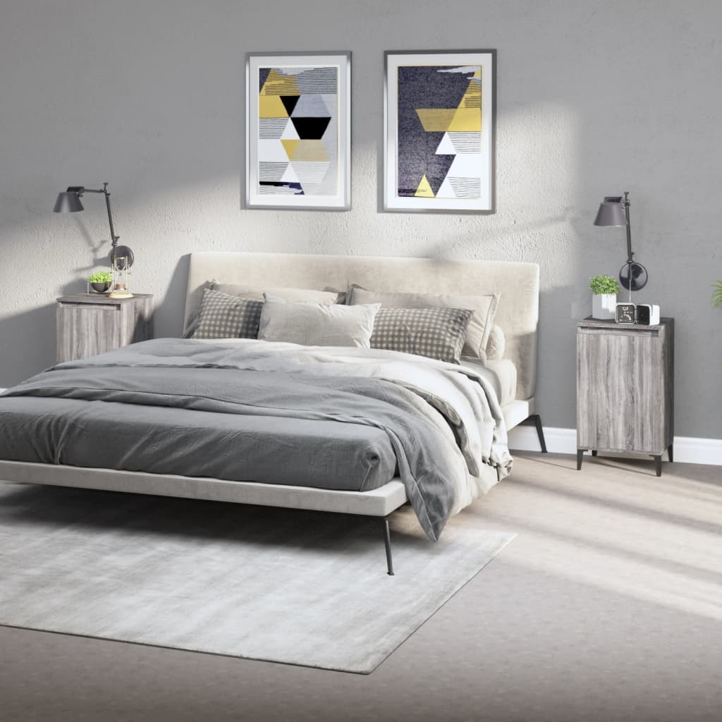 Nachtkastjes 2 St 40X35X70 Cm Bewerkt Hout Grijs Sonoma Eiken
