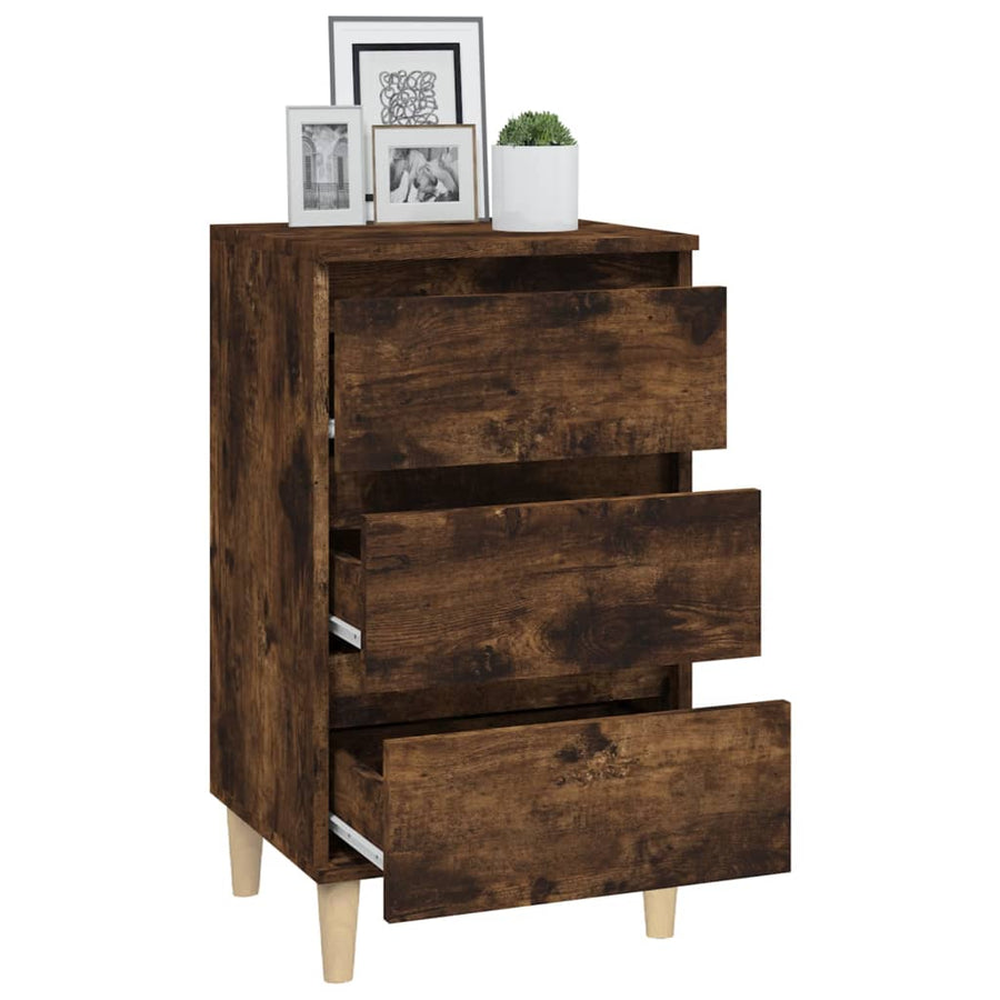 Nachtkastje 40X35X70 Cm Bewerkt Hout Gerookt Eikenkleurig