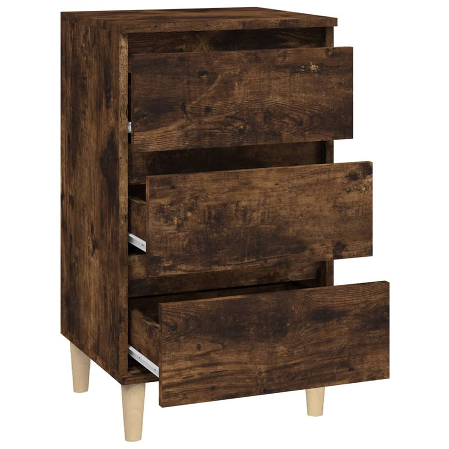 Nachtkastje 40X35X70 Cm Bewerkt Hout Gerookt Eikenkleurig