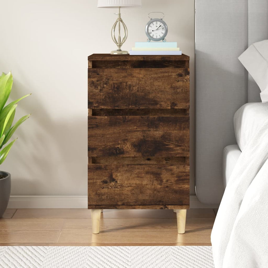Nachtkastje 40X35X70 Cm Bewerkt Hout Gerookt Eikenkleurig