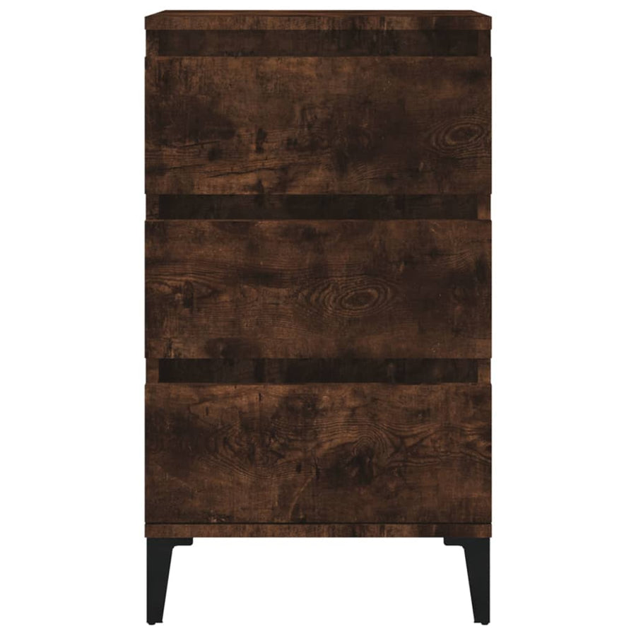 Nachtkastje 40X35X70 Cm Bewerkt Hout Gerookt Eikenkleurig