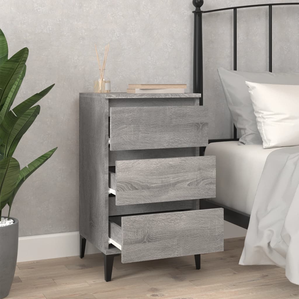 Nachtkastje 40X35X70 Cm Bewerkt Hout Grijs Sonoma Eikenkleurig
