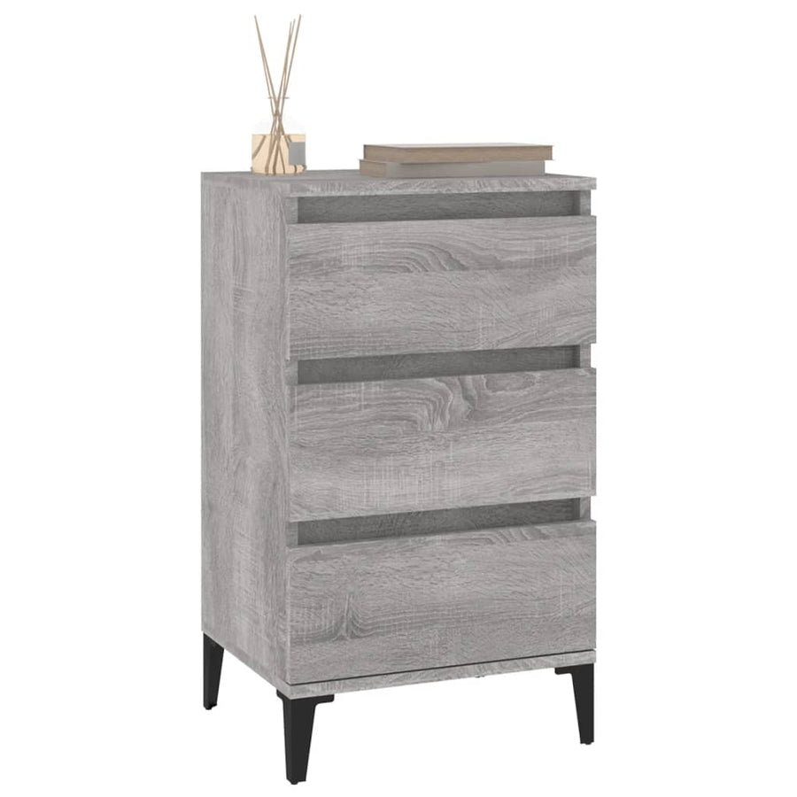 Nachtkastje 40X35X70 Cm Bewerkt Hout Grijs Sonoma Eikenkleurig