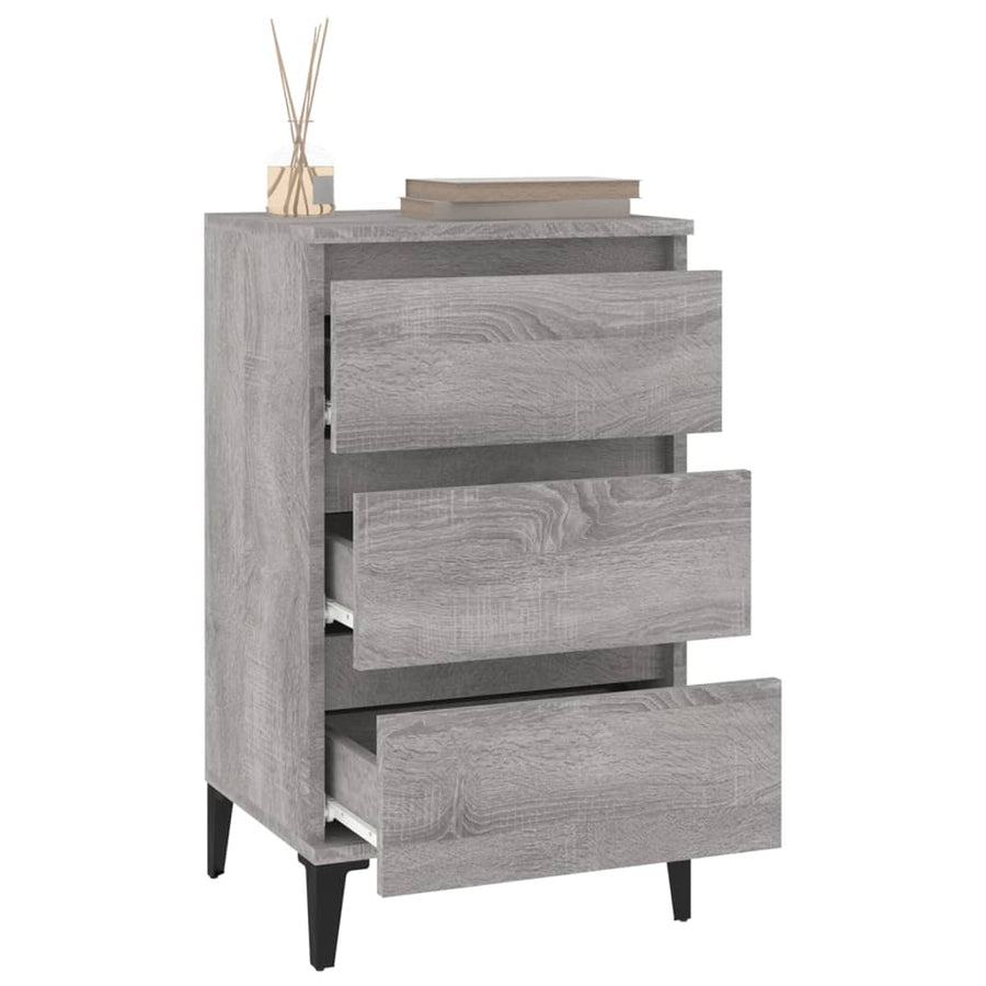 Nachtkastje 40X35X70 Cm Bewerkt Hout Grijs Sonoma Eikenkleurig