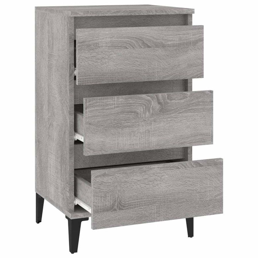 Nachtkastje 40X35X70 Cm Bewerkt Hout Grijs Sonoma Eikenkleurig