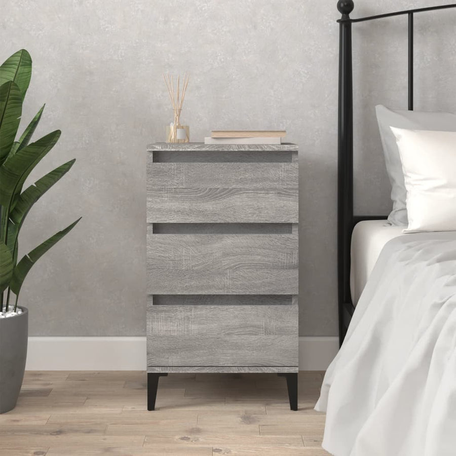 Nachtkastje 40X35X70 Cm Bewerkt Hout Grijs Sonoma Eikenkleurig