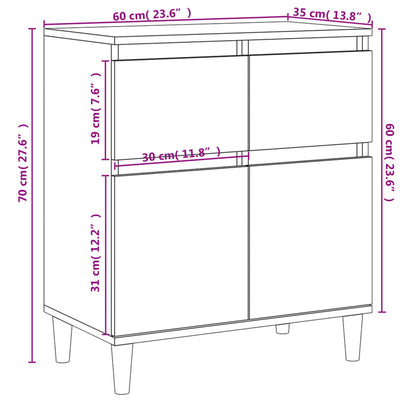 Dressoir 60X35X70 Cm Bewerkt Hout Betongrijs