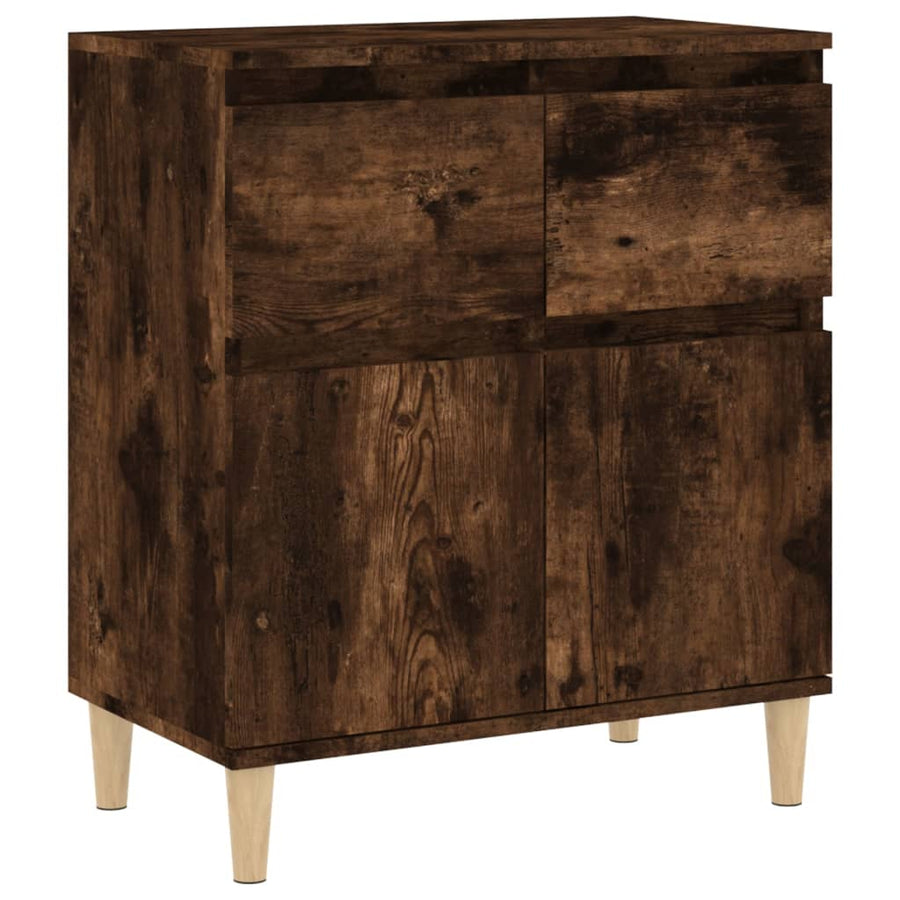 Dressoir 60X35X70 Cm Bewerkt Hout Gerookt Eikenkleurig