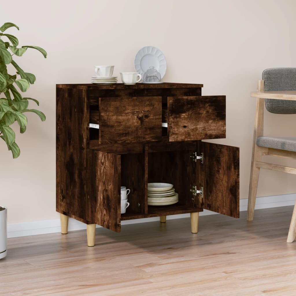 Dressoir 60X35X70 Cm Bewerkt Hout Gerookt Eikenkleurig