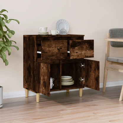 Dressoir 60X35X70 Cm Bewerkt Hout Gerookt Eikenkleurig