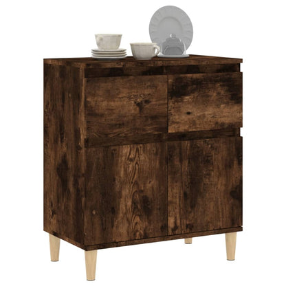 Dressoir 60X35X70 Cm Bewerkt Hout Gerookt Eikenkleurig