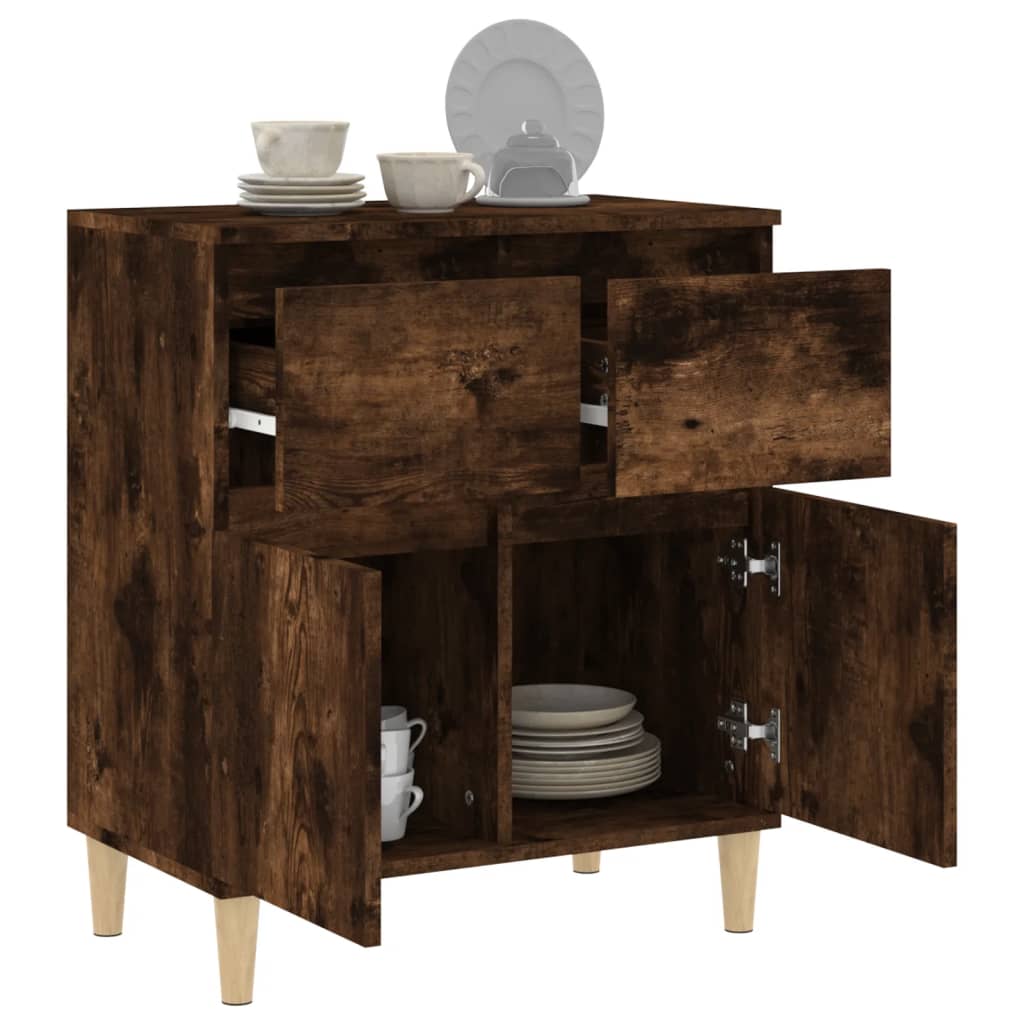 Dressoir 60X35X70 Cm Bewerkt Hout Gerookt Eikenkleurig