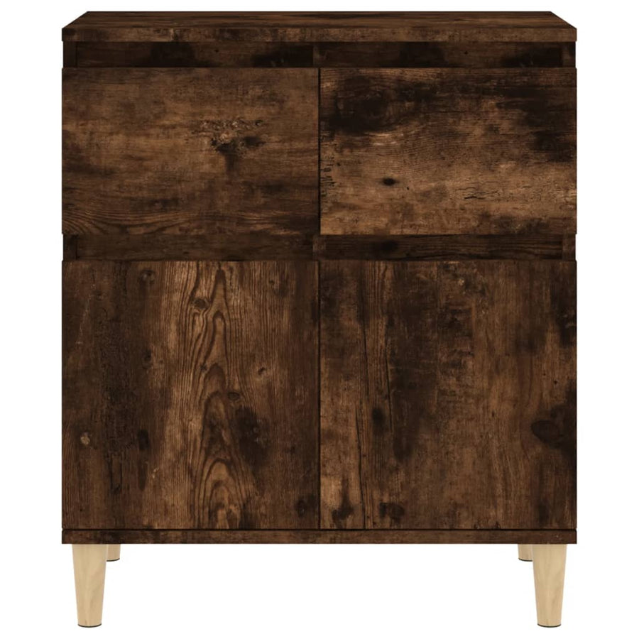 Dressoir 60X35X70 Cm Bewerkt Hout Gerookt Eikenkleurig