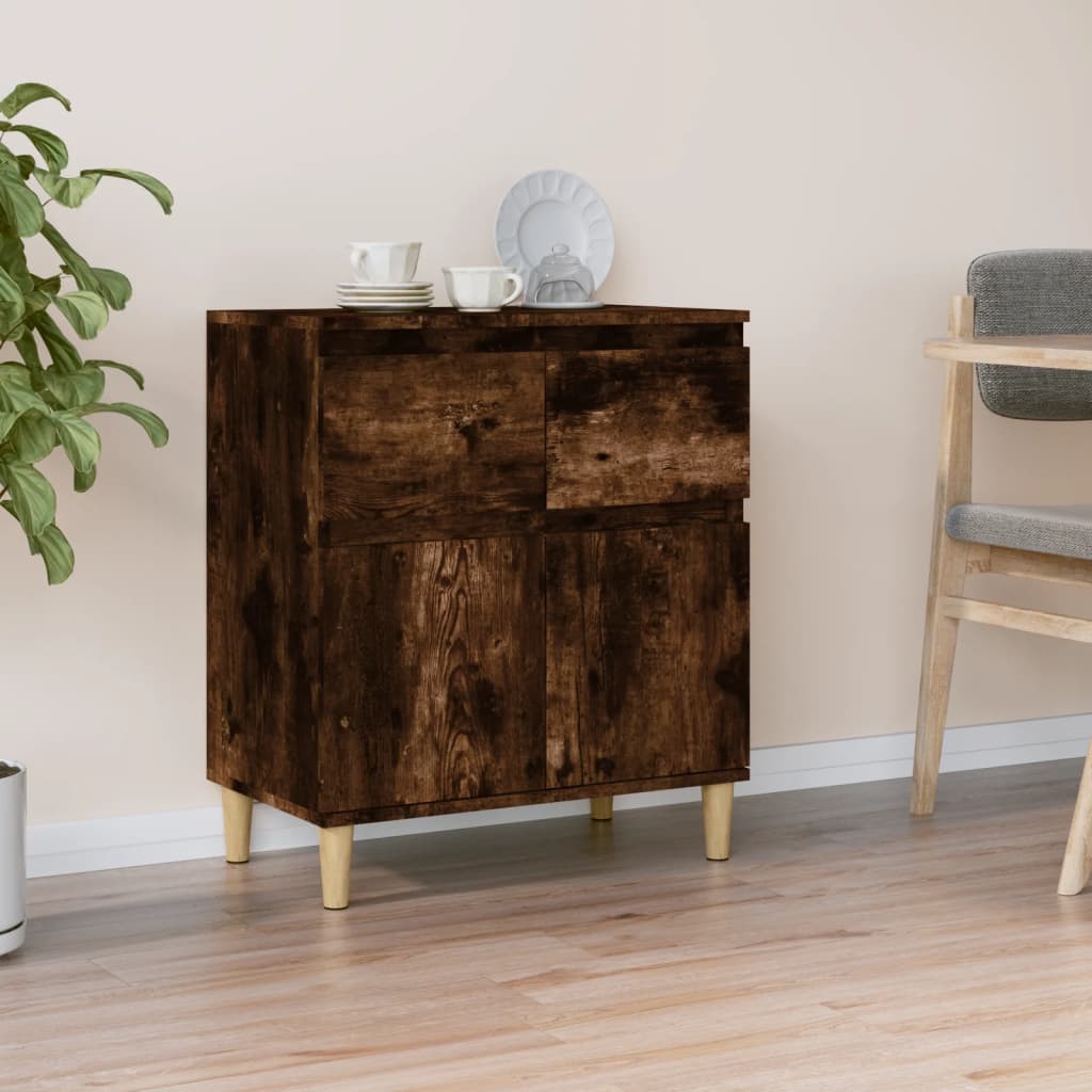 Dressoir 60X35X70 Cm Bewerkt Hout Gerookt Eikenkleurig
