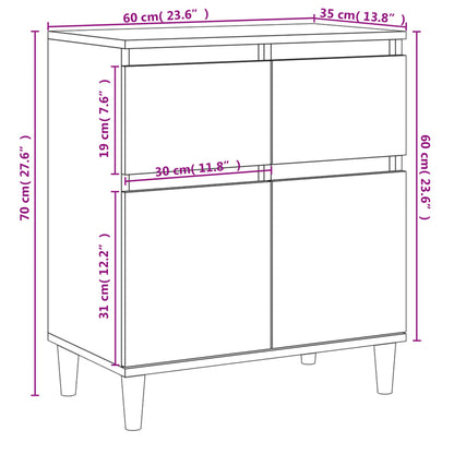 Dressoir 60X30X75 Cm Bewerkt Hout Grijs Sonoma Eikenkleurig