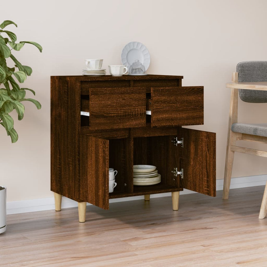 Dressoir 60X35X70 Cm Bewerkt Hout Bruin Eikenkleur