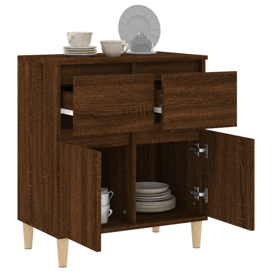 Dressoir 60X35X70 Cm Bewerkt Hout Bruin Eikenkleur