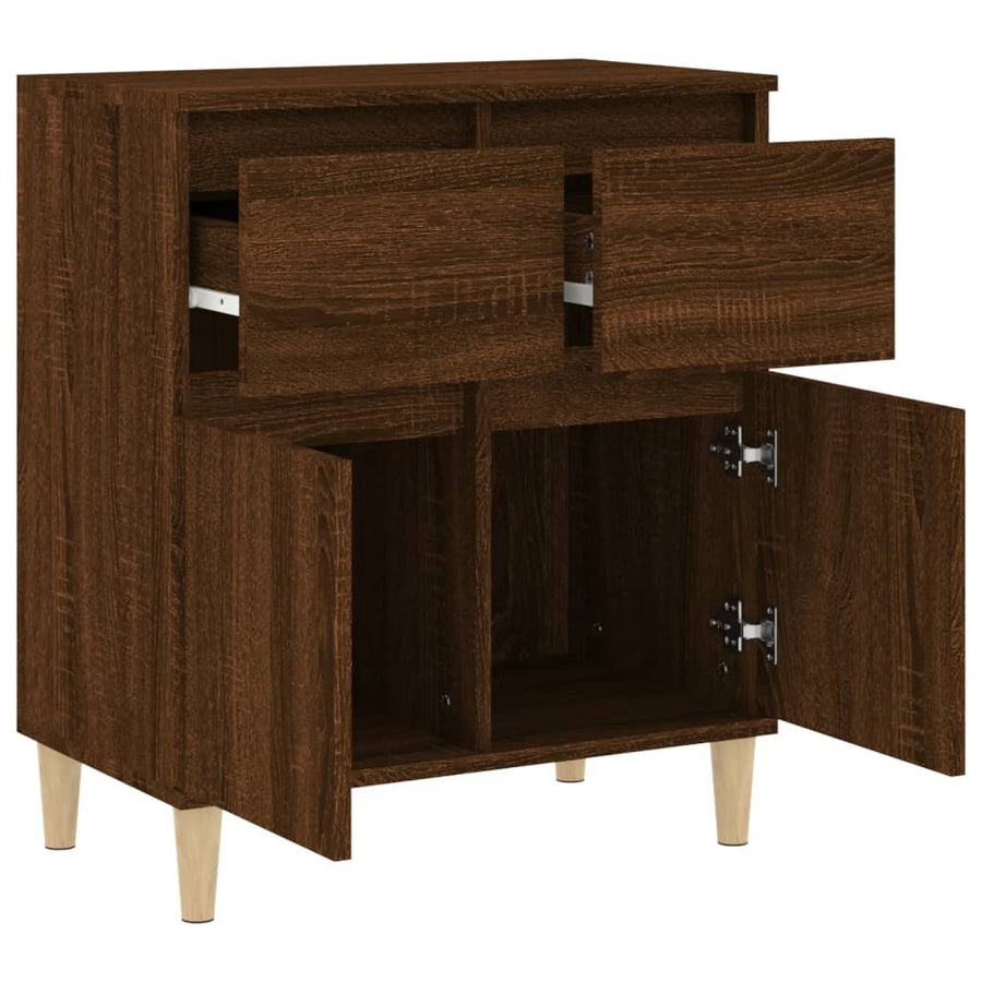 Dressoir 60X35X70 Cm Bewerkt Hout Bruin Eikenkleur