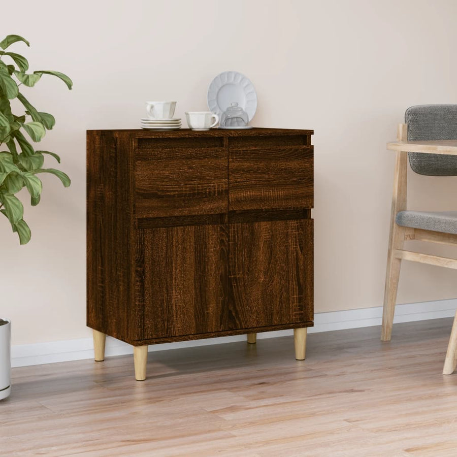 Dressoir 60X35X70 Cm Bewerkt Hout Bruin Eikenkleur