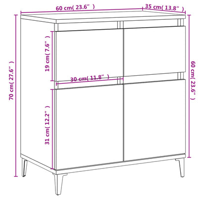 Dressoir 60X35X70 Cm Bewerkt Hout Wit