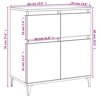 Dressoir 60X35X70 Cm Bewerkt Hout Betongrijs