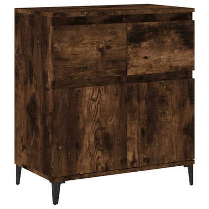 Dressoir 60X35X70 Cm Bewerkt Hout Gerookt Eikenkleurig