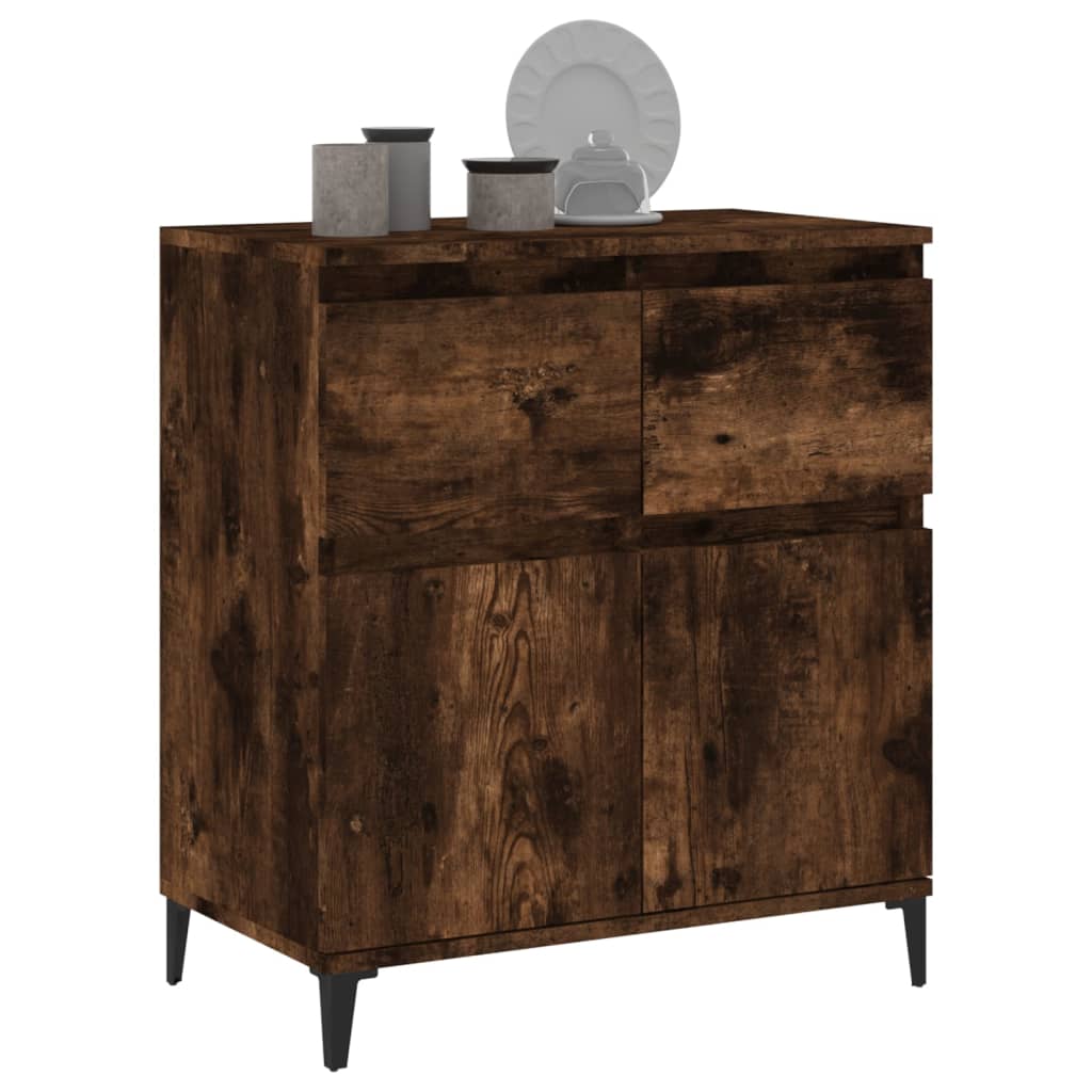 Dressoir 60X35X70 Cm Bewerkt Hout Gerookt Eikenkleurig