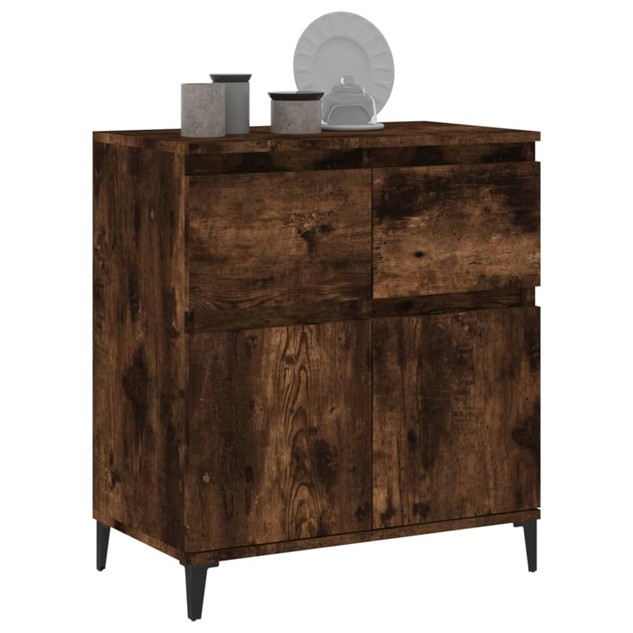 Dressoir 60X35X70 Cm Bewerkt Hout Gerookt Eikenkleurig