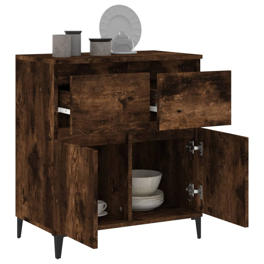 Dressoir 60X35X70 Cm Bewerkt Hout Gerookt Eikenkleurig