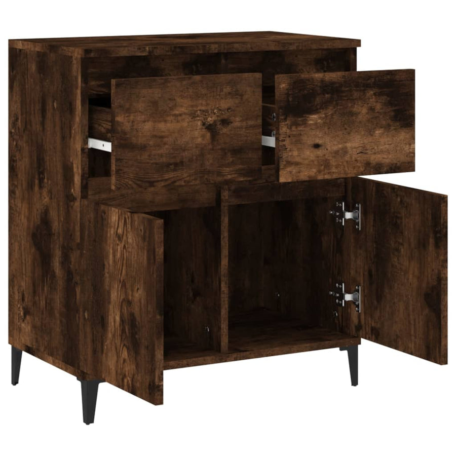 Dressoir 60X35X70 Cm Bewerkt Hout Gerookt Eikenkleurig