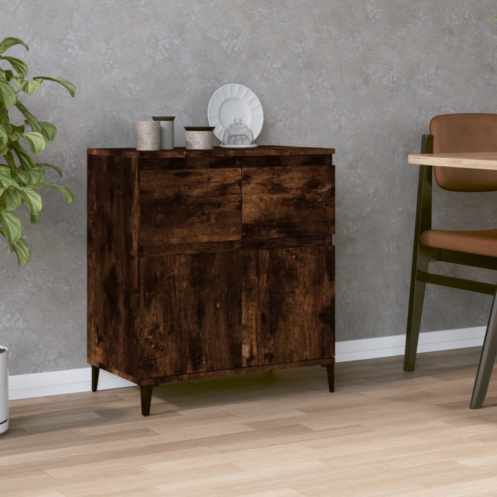 Dressoir 60X35X70 Cm Bewerkt Hout Gerookt Eikenkleurig