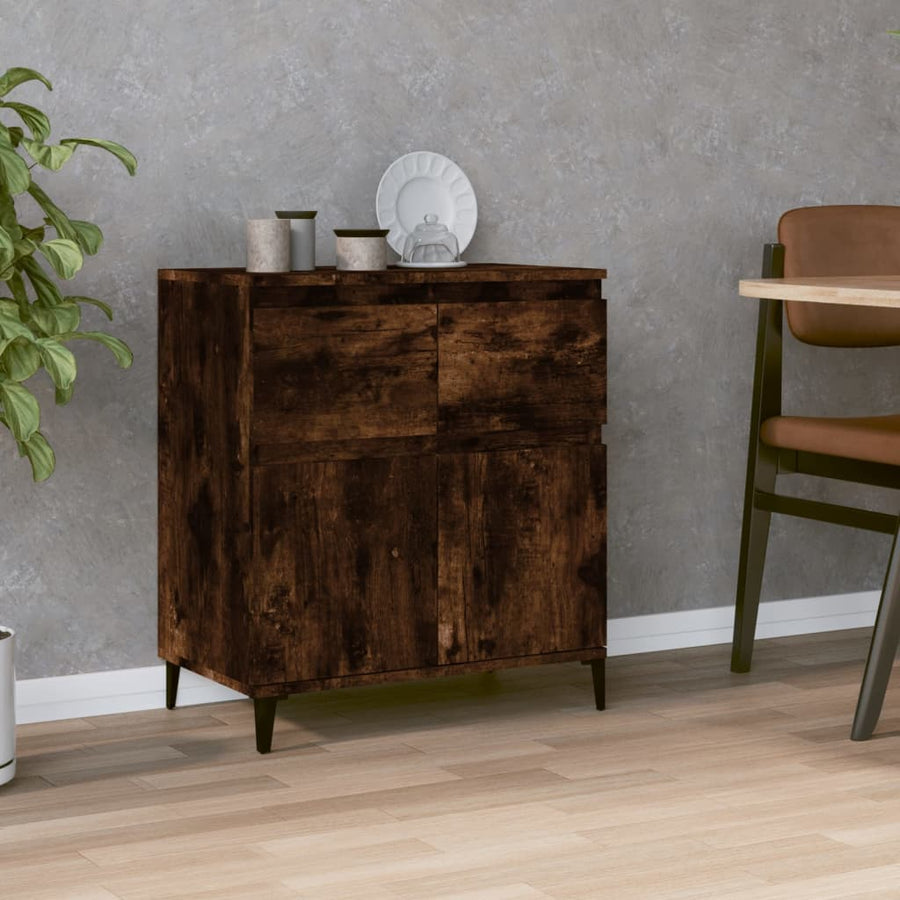 Dressoir 60X35X70 Cm Bewerkt Hout Gerookt Eikenkleurig