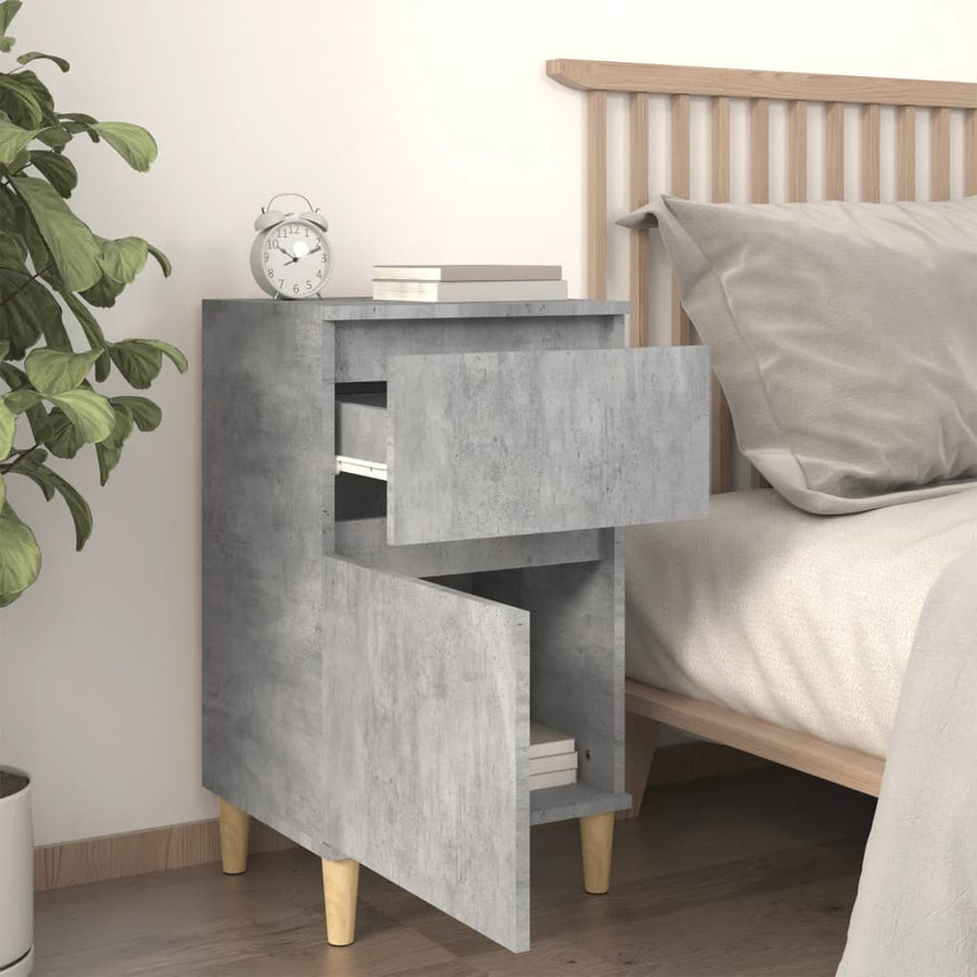 Nachtkastje 40X35X70 Cm Bewerkt Hout Betongrijs
