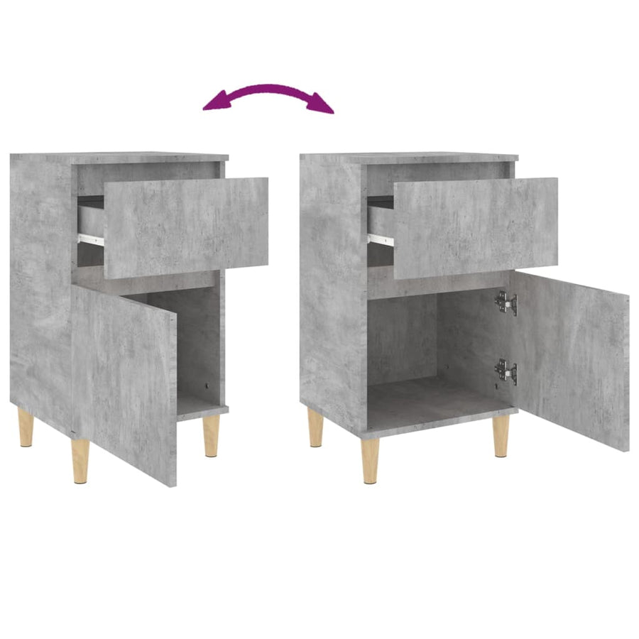 Nachtkastje 40X35X70 Cm Bewerkt Hout Betongrijs