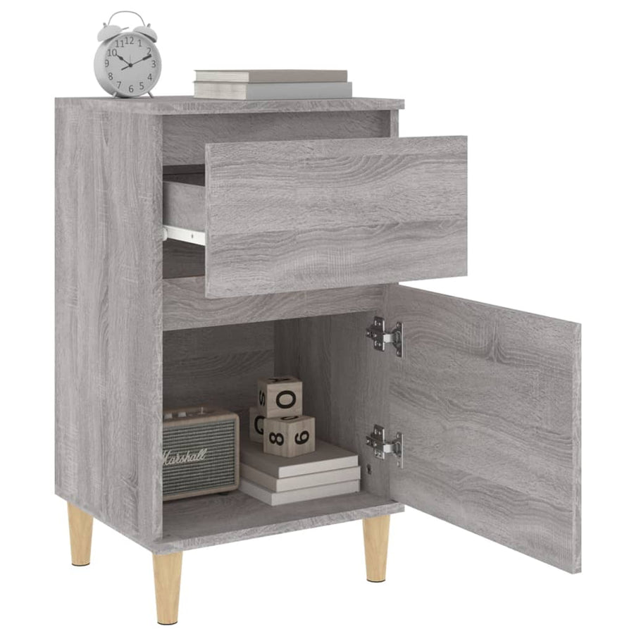 Nachtkastje 40X35X70 Cm Bewerkt Hout Grijs Sonoma Eikenkleurig
