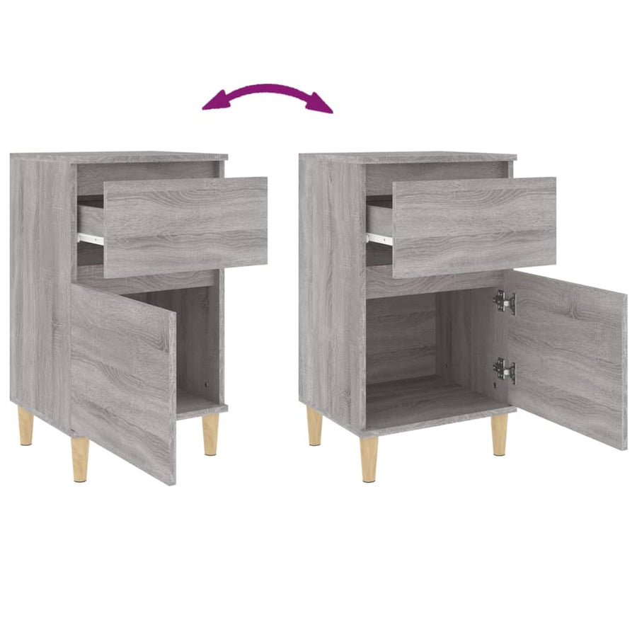 Nachtkastje 40X35X70 Cm Bewerkt Hout Grijs Sonoma Eikenkleurig
