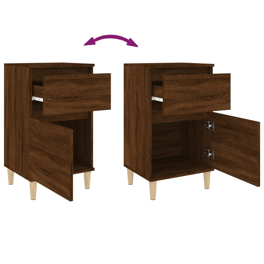 Nachtkastjes 2 St 40X35X70 Cm Bewerkt Hout Bruin Eikenkleur