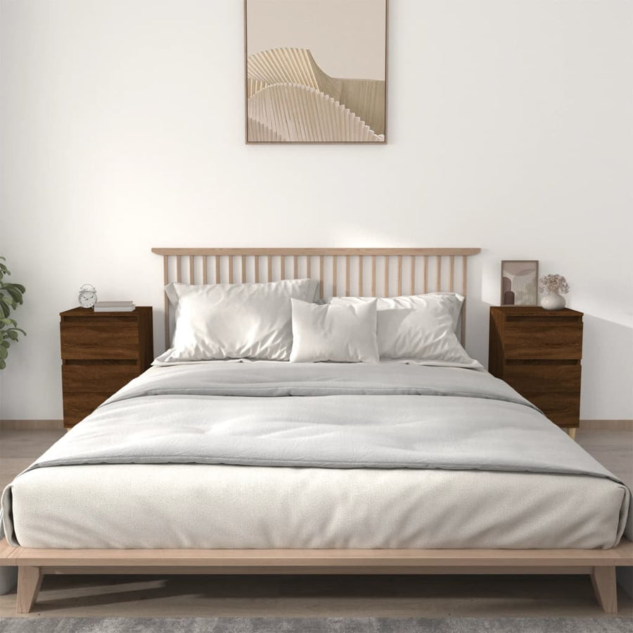Nachtkastjes 2 St 40X35X70 Cm Bewerkt Hout Bruin Eikenkleur